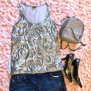 Silver Express Tank Sequin Detail!